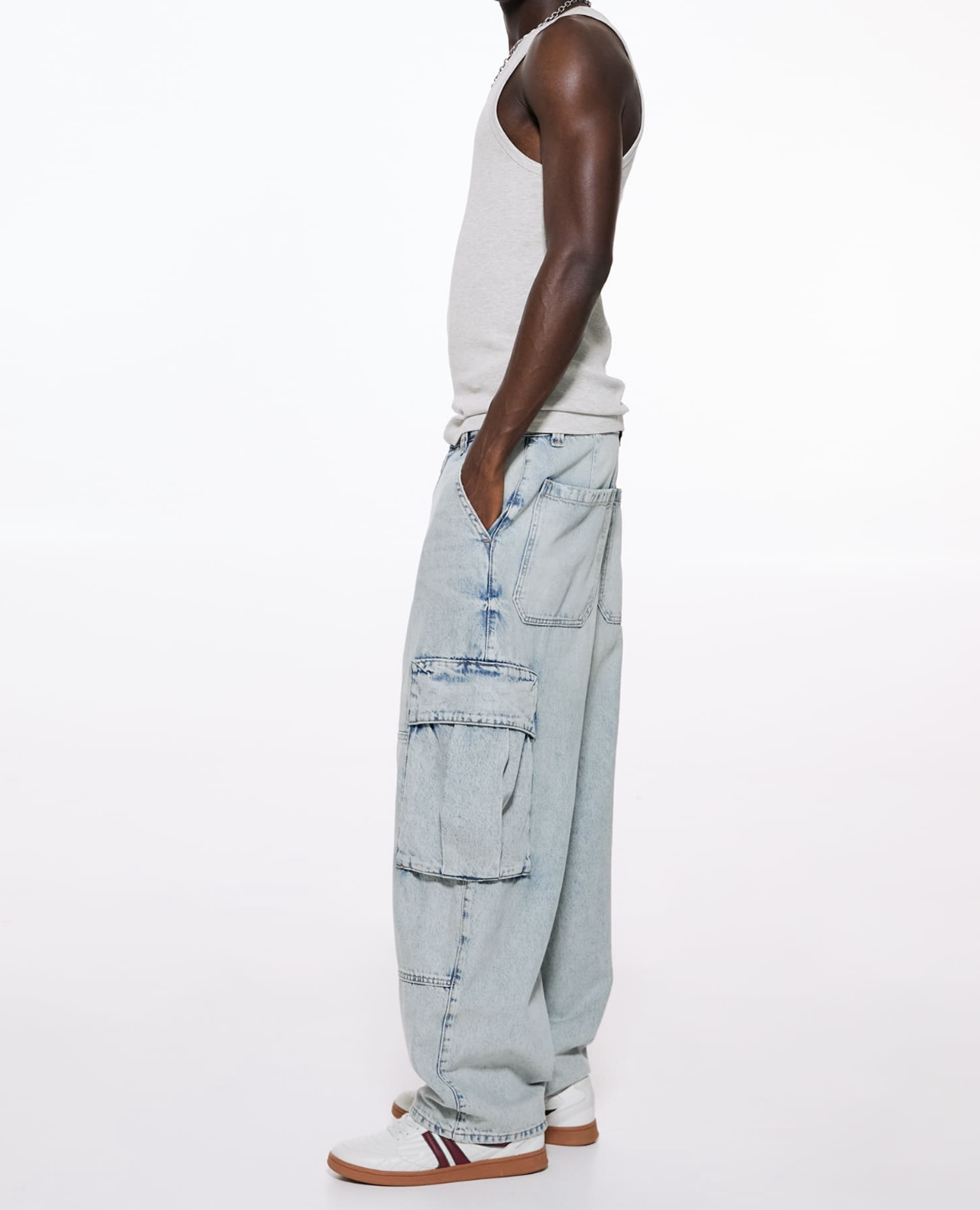 PANTALÓN DE JEANS CARGO BAGGY Pull&Bear