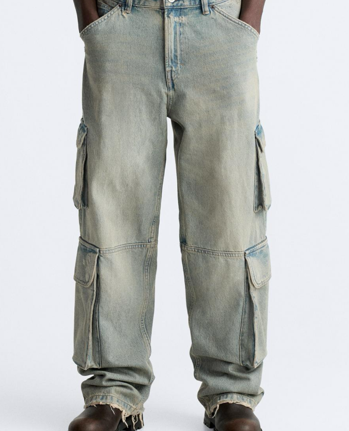 PANTALÓN DE JEANS STRAIGHT CARGO ZARA LAVADO