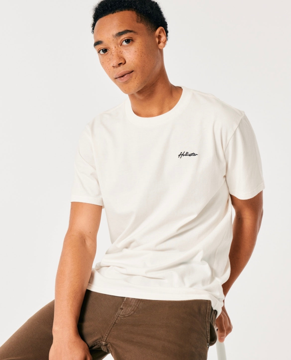 REMERA CON LOGO BORDADO HOLLISTER CO