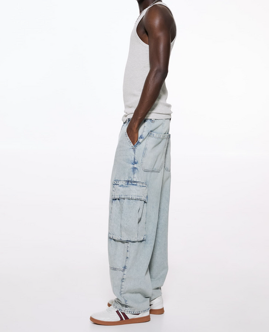 PANTALÓN DE JEANS CARGO BAGGY Pull&Bear