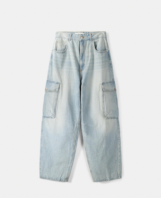 PANTALÓN BERSHKA CARGO BAGGY JEANS
